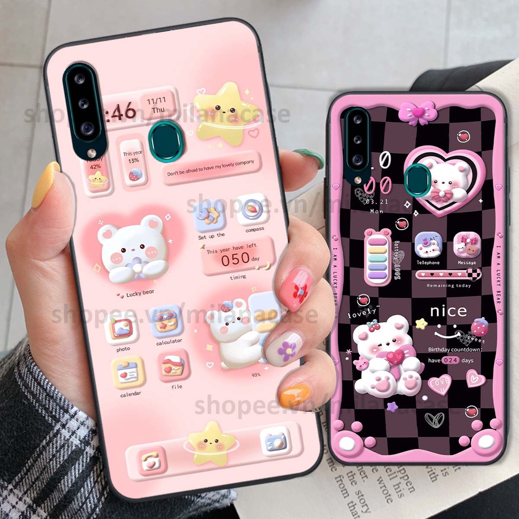 Ốp Samsung A20s hình đồng hồ icon gấu mèo cute cực dễ thương ngộ nghĩnh