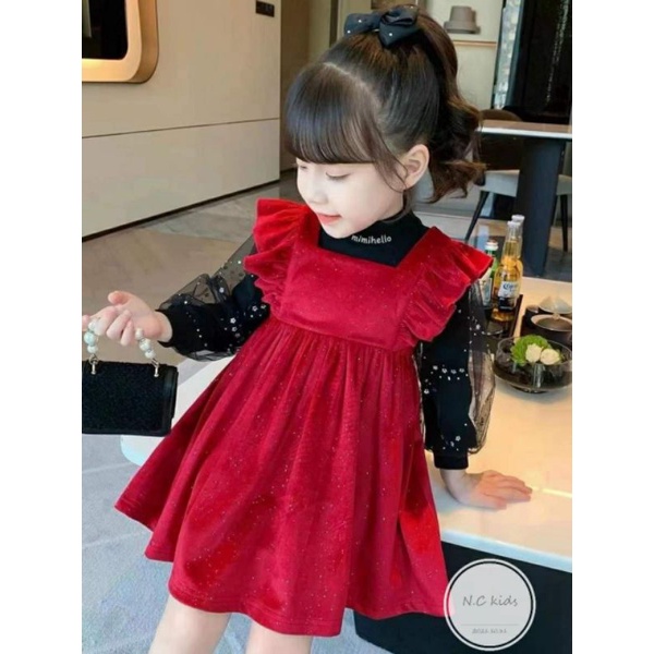 Sét váy nhung cho bé