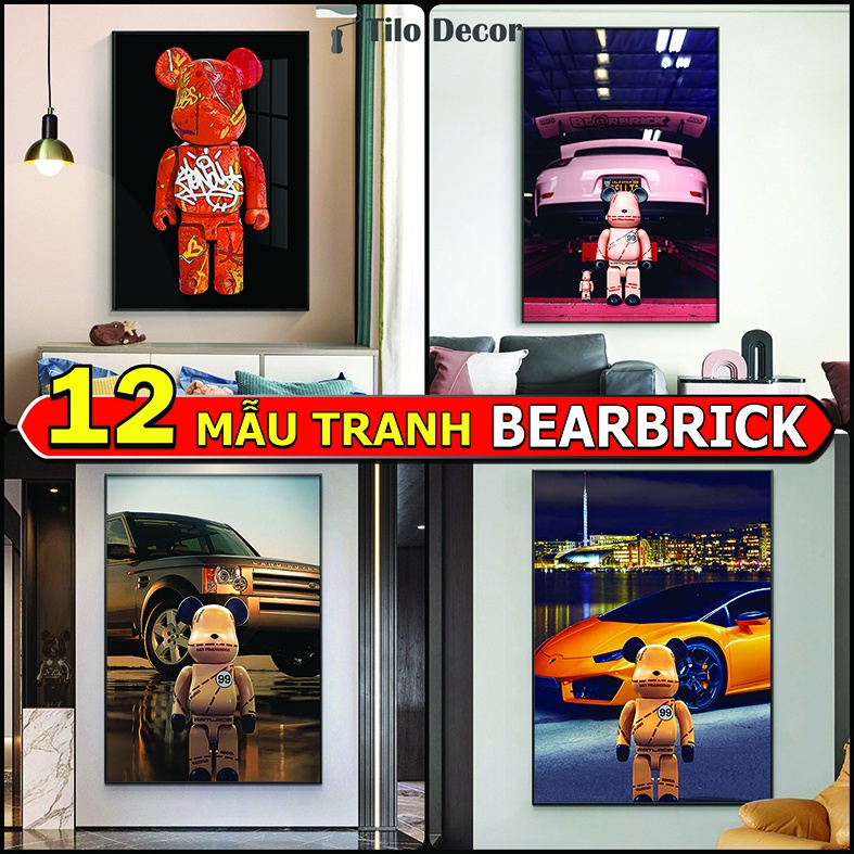 Tranh Treo Tường Gấu Bearbrick/ Kaws/ Toy Trang Trí Phòng Khách/ Game Gaming/ Phòng Ngủ/ Quán Quần Áo/ Quà Tặng