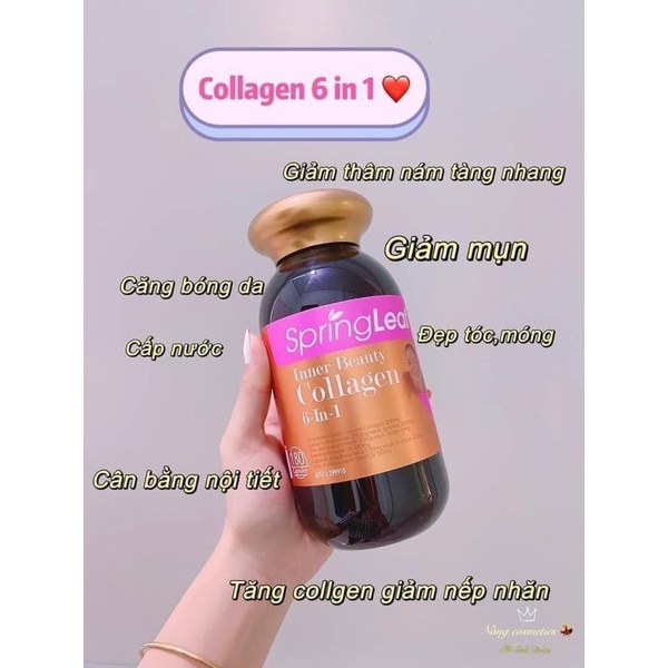 (1 liệu trình 3 tháng) Viên collagen Spring Leaf Inner Beauty collagen 6-in-1 Advanced chính hãng Úc 90v / 180v chống lã