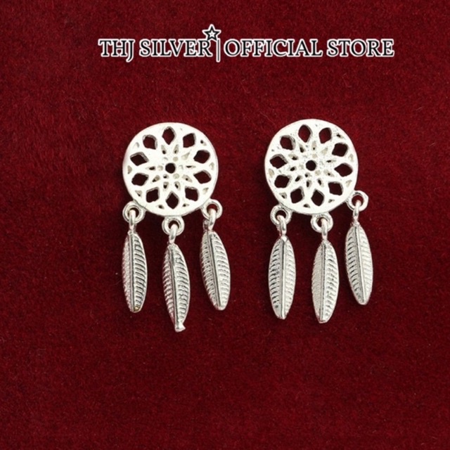 Bông tai nữ bạc ta THJ-Bông tai nữ dream catcher nữ tính chuẩn bạc ta