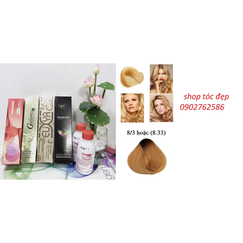 Thuốc Nhuộm Tóc Màu Vàng Sáng Light Golden Blonde 8/3 Hair Dye Cream