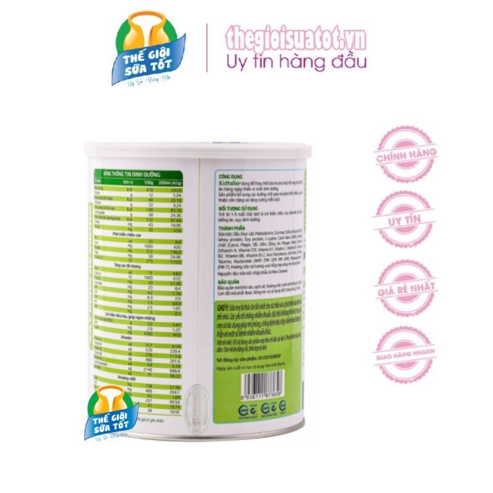 Sữa Bột Kidtaller Canxi Nano 900Gr - Sữa Cao Năng Lượng Phát Triển Chiều Cao Cân Nặng Miễn Dịch thegioisuatot