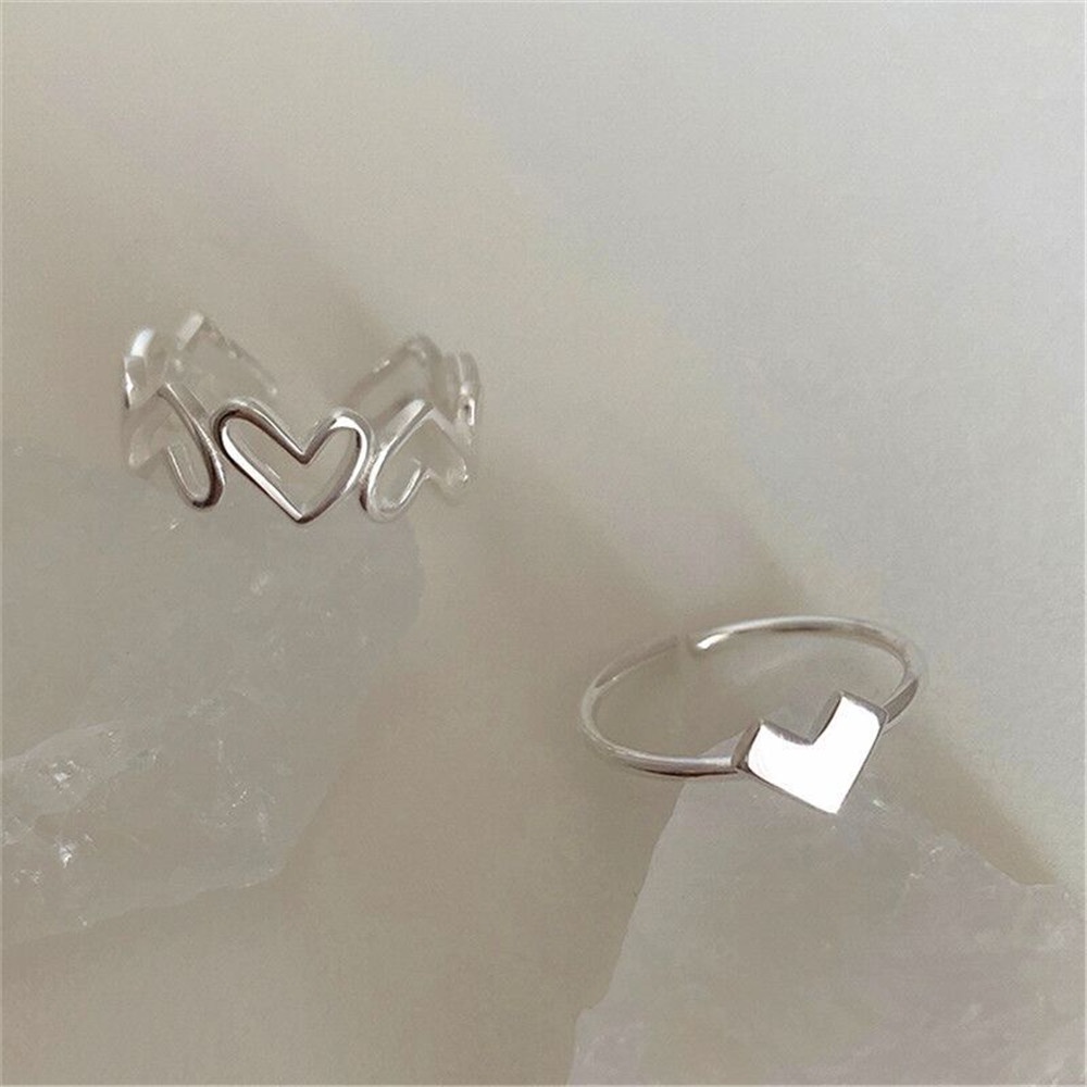 Set 2 nhẫn hở hình trái tim thời trang sang trọng cho nữ Yanqueens Trang sứ Quà tặng