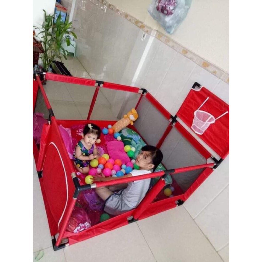 Quây Bóng Cho Bé,Lều Bóng Cho Bé Hình Vuông Khung INOX  Chắc Chắn,KT Lớn 1,26m x1,26m.Tặng 20 bóng