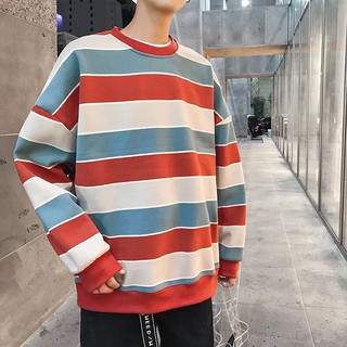 Áo sweater form rộng kiểu sọc ngang hot hit mới cực đẹp chất thun cotton dày dặn