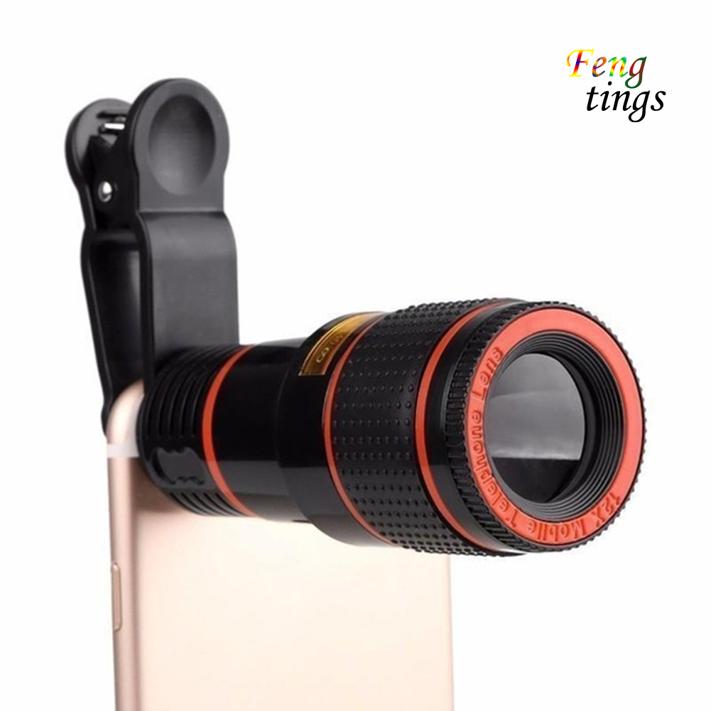 【FT】Universal 12X HD Zoom Telescope Phone Camera External Telephoto Lens with Clip