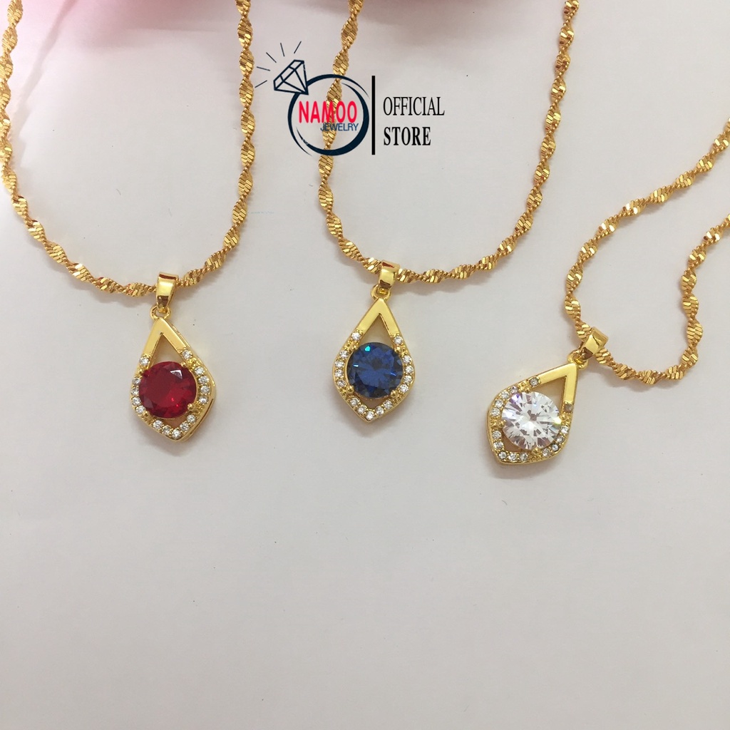 Dây Chuyền Đính Đá Nữ, Mặt Dây CHuyền Vàng Mạ 24 Cao Cấp V503 Namoo Jewelry