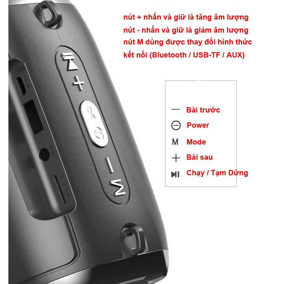 Loa Bluetooth 5.0 Claison S18 Hỗ Trợ Thẻ Micro SD &amp; USB &amp; AUX 1 Loa TREBLE + 2 Loa BASS BH 12 tháng