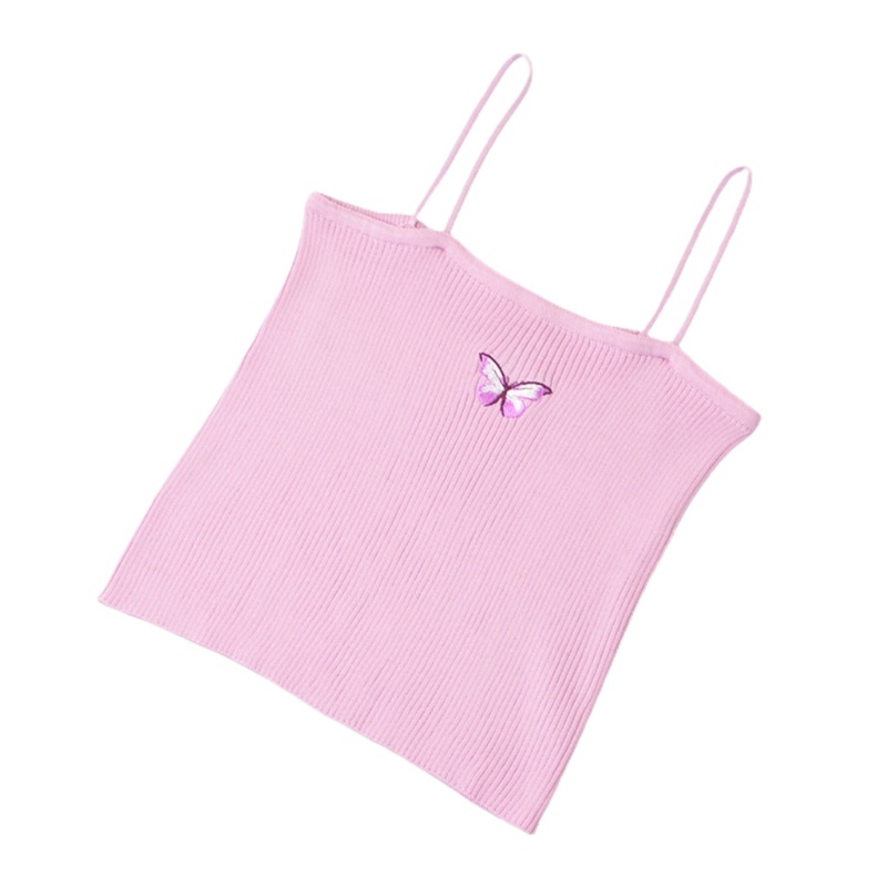 Áo Tank Top Hai Dây Ôm Dáng Họa Tiết Bướm Xinh Xắn Cho Nữ