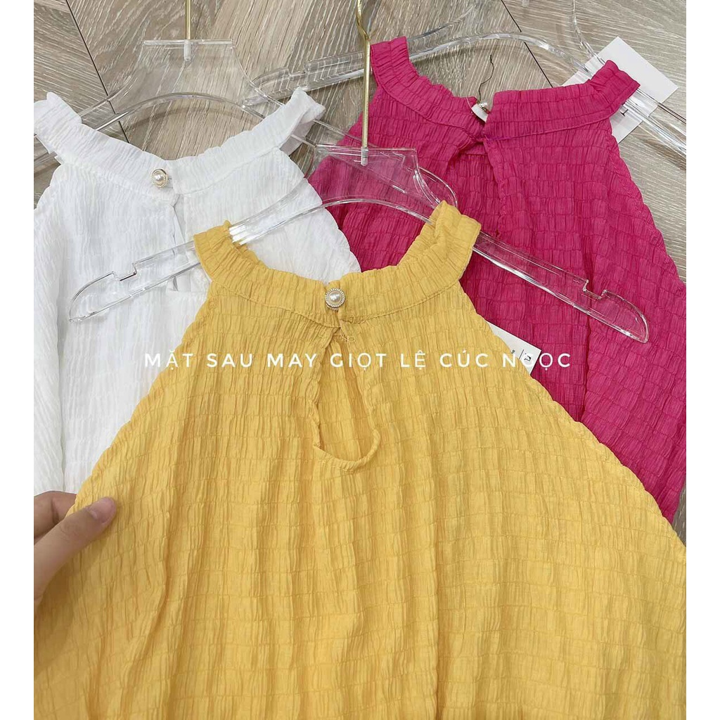 Đầm MAXI Cổ Yếm  Dáng Xòe Chất Liệu vải Xốp Nhẹ, hình thật ,đẹp sang chảnh đủ màu