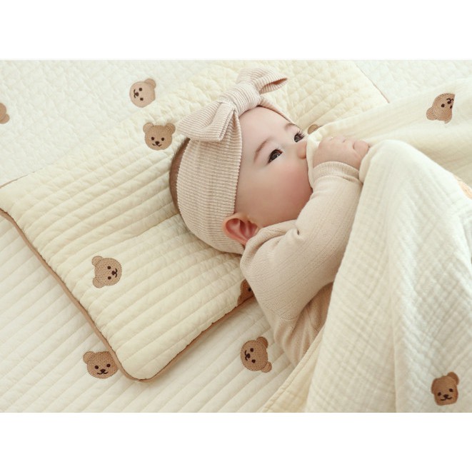 New Chăn Xô 6 Lớp Chezbebe Thêu Hình Gấu Shegomi