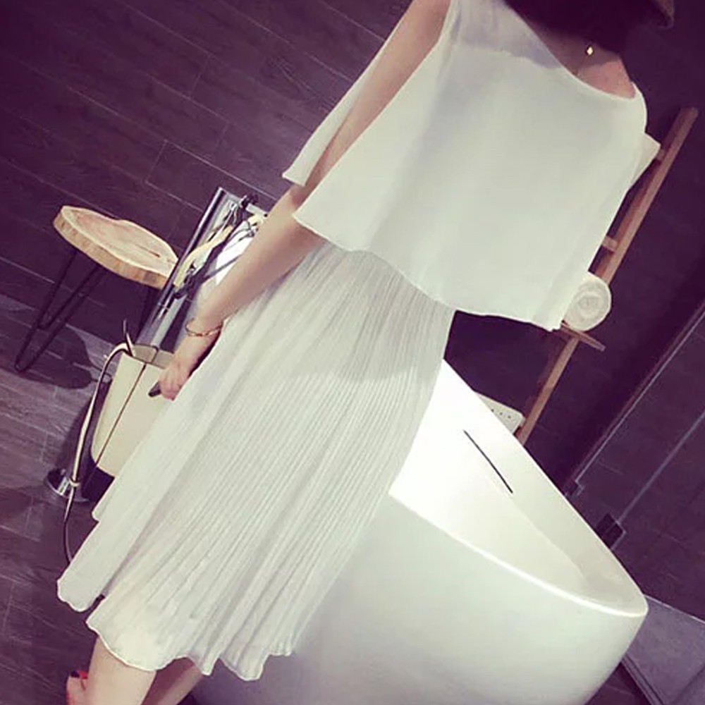 Đầm voan ngắn sát nách tay cánh tiên - đầm bầu, đầm cho con bú