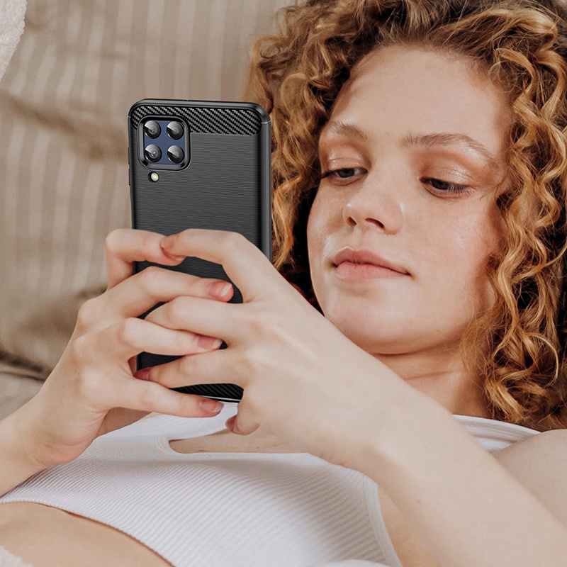 Ốp điện thoại mềm họa tiết sợi Carbon màu đen cho Samsung Galaxy M33 M53 M52 M23 A73 A03 A33 A53 A52 A52S A13 5G
