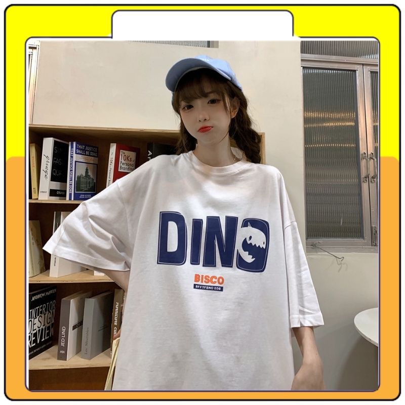 Áo thun tay lỡ nữ dáng rộng , áo phông nam nữ unisex 3158 dino Queenshop