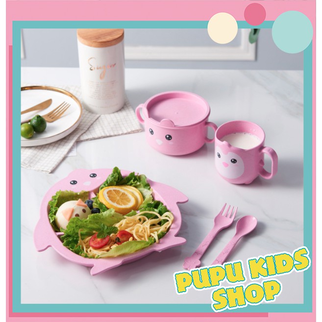 TẶNG THÌA NĨA Set Khay Ăn Dặm Chim Cánh Cụt