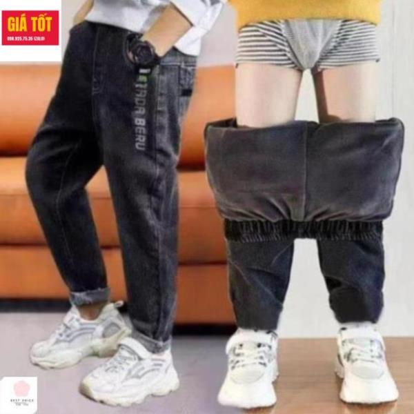 [LÓT LÔNG] Quần bò lót lông cho bé trai (3 - 12 tuổi)  ☑️ Thoi trang be trai 10 tuoi ☑️ Quần jean ch