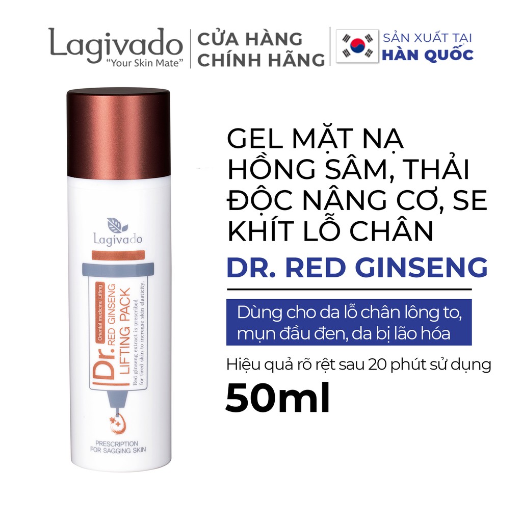 Mặt nạ dưỡng da hồng sâm Hàn Quốc giảm mụn đầu đen Lagivado Dr. Red Ginseng Lifting Pack 50 ml