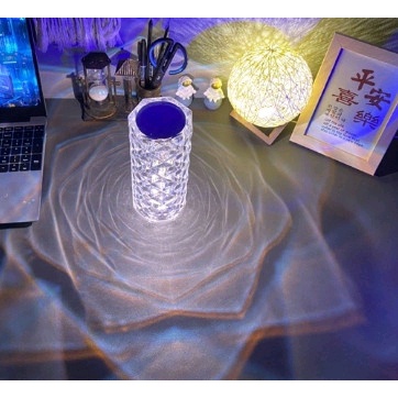 Đèn Pha Lê Cảm Ứng RGB 16 Màu Chạm Tay Để Thay Đổi Màu Sắc Có Điều Khiển Từ Xa, Trang Trí Bàn Phòng Khách, Phòng Ngủ