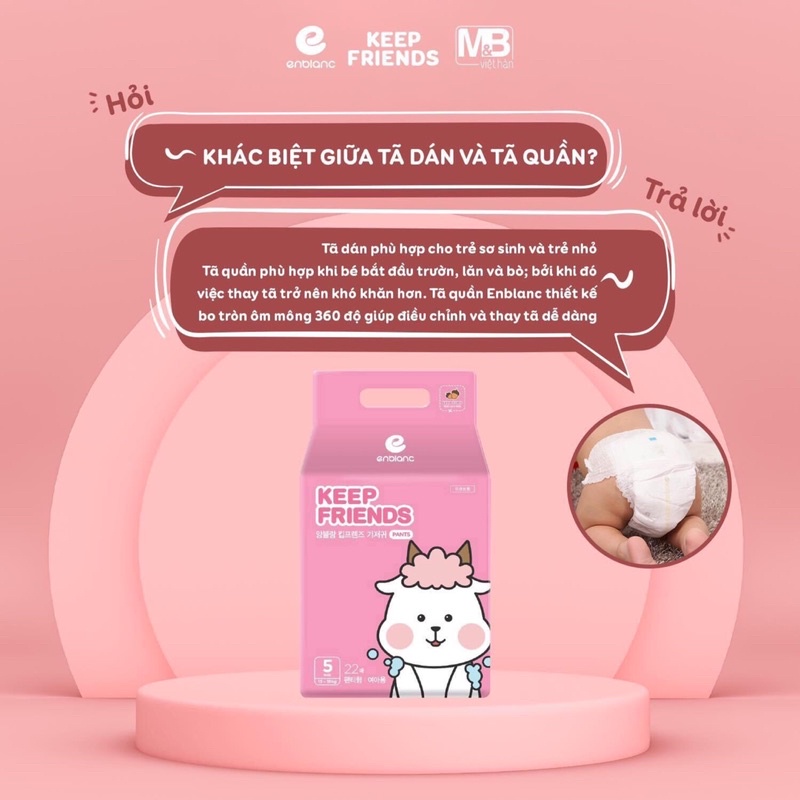 MIẾNG THỬ bỉm Enblanc Keep Friends Hàn Quốc size L, XL, XXL trai/ gái.