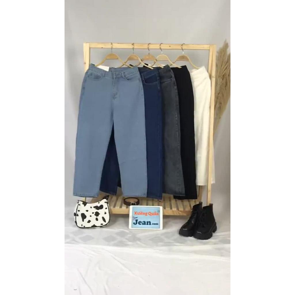Quần Jeans Nữ Simple Jeans Lưng Cao Dáng Suông Ống Rộng Ulzzang Cực Chất - 420 | BigBuy360 - bigbuy360.vn