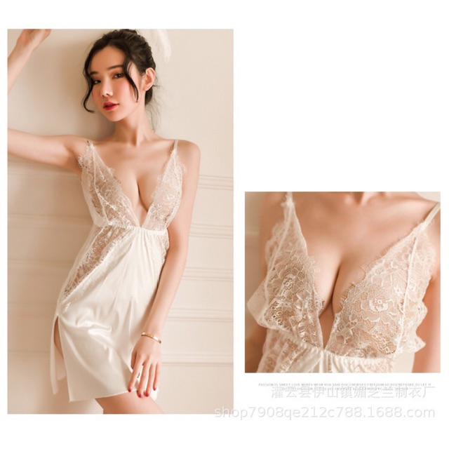 Váy ngủ hai dây lụa satin sexy cao cấp Đầm mặc nhà gợi cảm quyến rũ