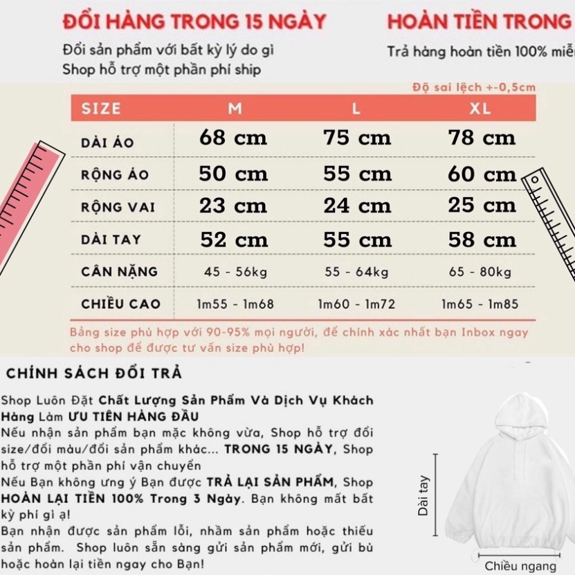 Áo hoodie thụng dáng rộng unisex TUNI dưới 85kg chất nỉ bông cotton - Uni | BigBuy360 - bigbuy360.vn