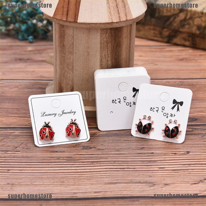 [superhomestore]100Pcs Paper Handmade Stud Earring Tag Earring Holder Jewelry Packing Display