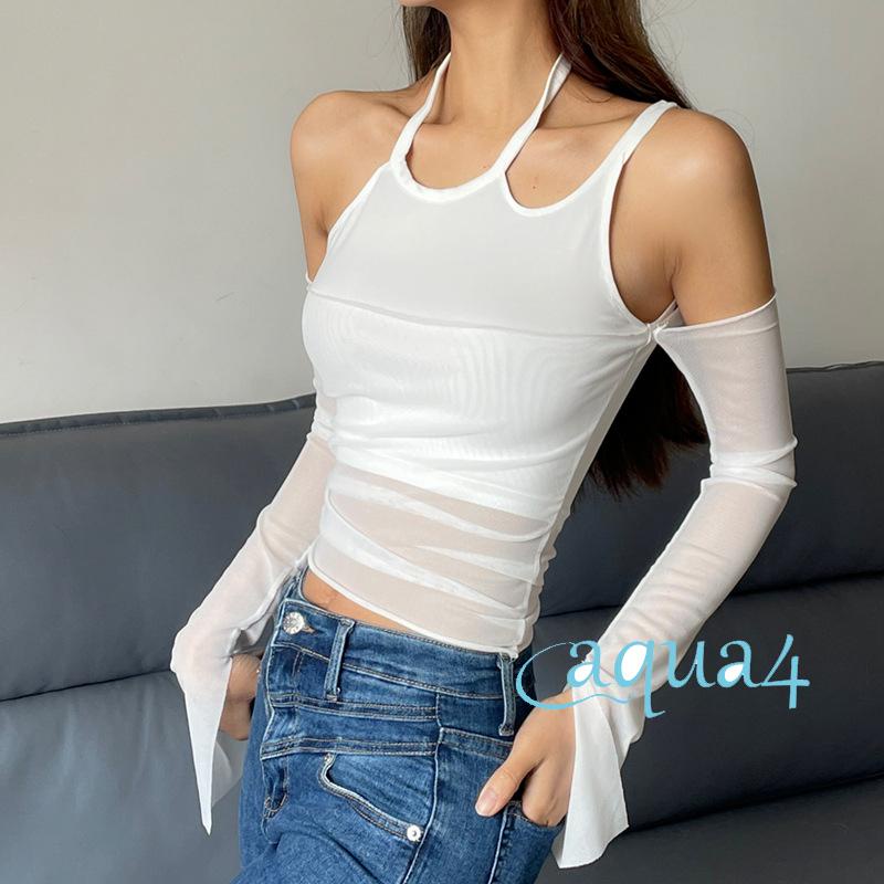 Áo Sơ Mi Tay Dài Giả 2 Mảnh Phong Cách Thời Trang Đường Phố Cho Nữ