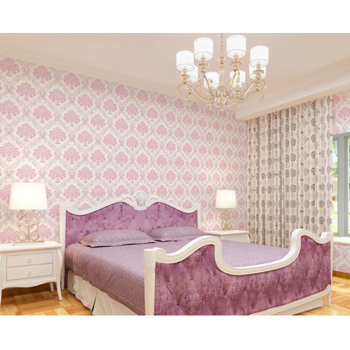 1 mét Giấy dán tường châu âu hồng khổ rộng 45cm có sẵn keo