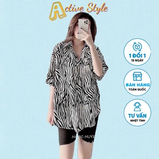 Áo sơ mi ngựa vằn, form rộng tay lỡ, siêu hot, Chất: kate lụa, Size: <60kg