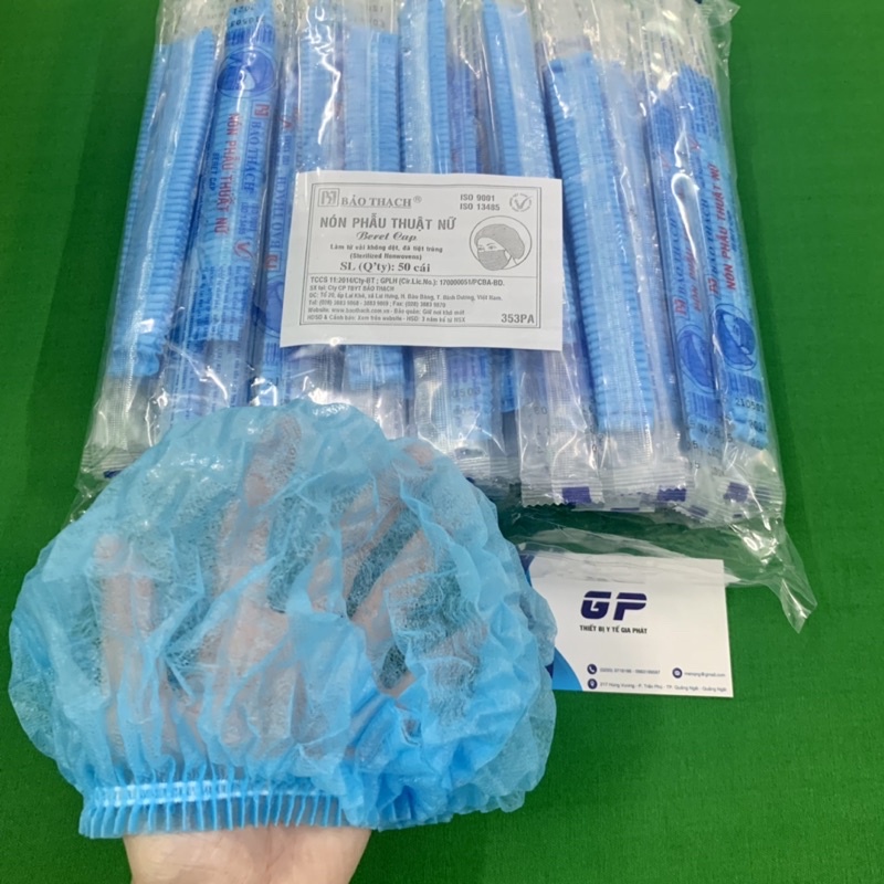 MŨ PHẪU THUẬT BẢO THẠCH NÓN CON SÂU NÓN GIẤY MÀU XANH TIỆT TRÙNG