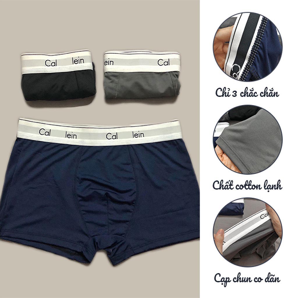 Set 5 quần lót boxer nam cotton thun lạnh, quần sịp đùi nam nhiều lưng co dãn 4 chiều thấm hút tối đa