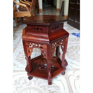 Đôn lục giác gỗ hương cao 60 cm mặt 32 cm