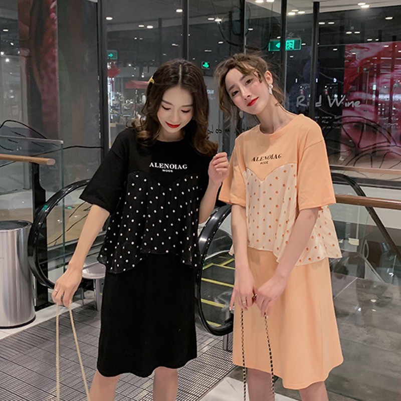 Đầm nữ phối vải chấm bi xinh xắn