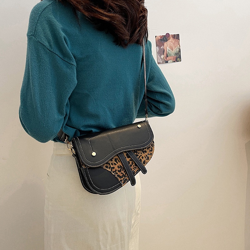 IELGY Túi Đeo Chéo Họa Tiết Da Báo Phong Cách retro Pháp Thời Trang Cho Nữ