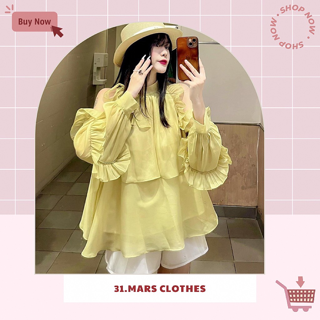Set bộ áo voan trễ vai viền bèo trendy + quần short trắng hai lớp thanh lịch sang chảnh thích hợp đi biển du lịch