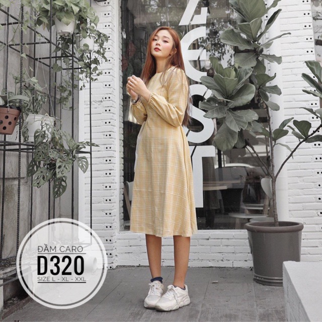 Bigsize Đầm caro D320