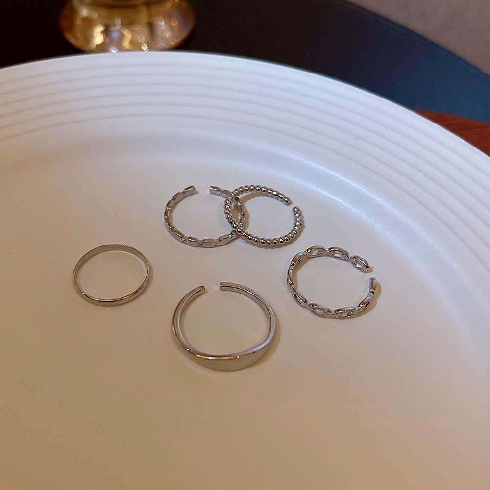 Set 5 Nhẫn Hở Mỏng Kiểu Vintage Đơn Giản Cho Nữ