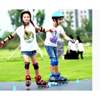 Combo giày Patin đủ size lựa chọn, có đèn Flash + bộ bảo vệ tay chân trượt pati +phụ kiện lục lăng đinh ốc( hàng có sẵn