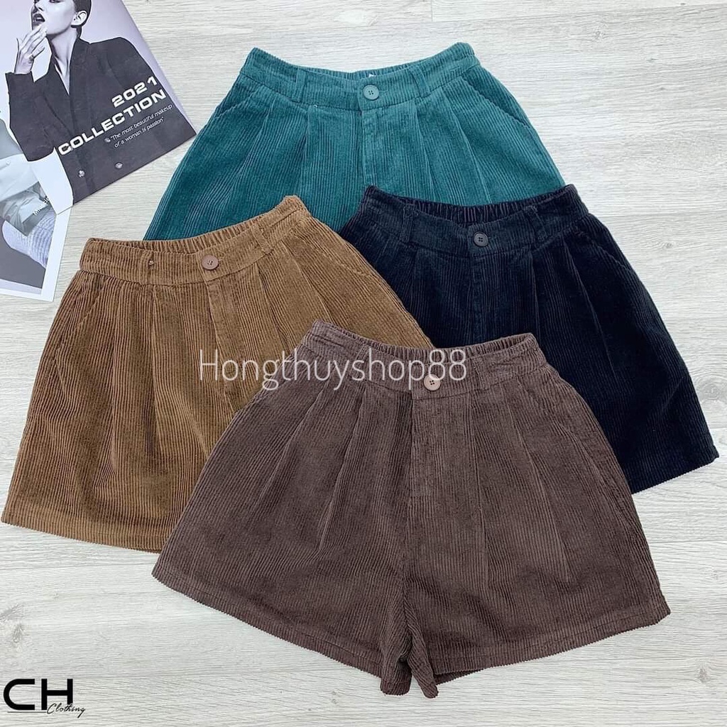 Quần short nhung tăm cạp khóa quần đùi nữ siêu hot (không kèm belt)