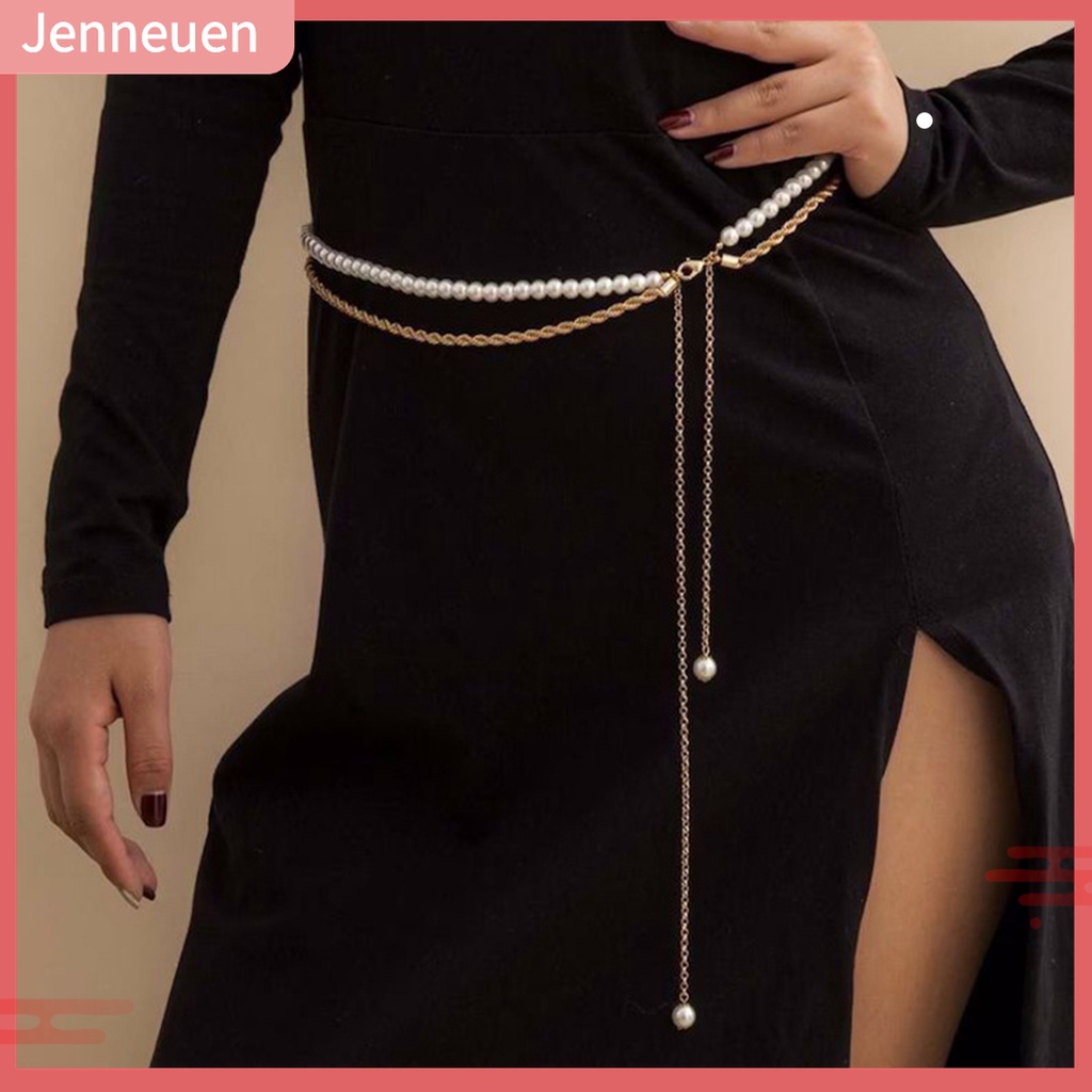 [JENN] Chuỗi Đeo Hông Đính Ngọc Trai Trắng Tinh Tế Cổ Điển Dễ Phối Đồ Cho Nữ Đi Tiệc