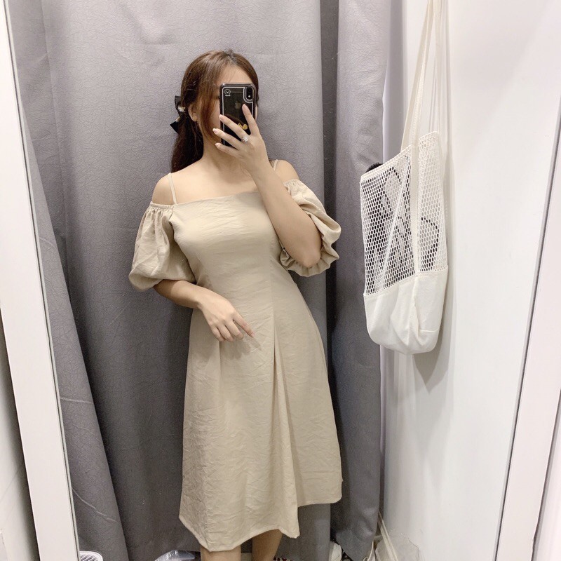 ĐẦM DA RỚT VAI TAY NGẮN PHỒNG - LERA DRESS T176 | BigBuy360 - bigbuy360.vn