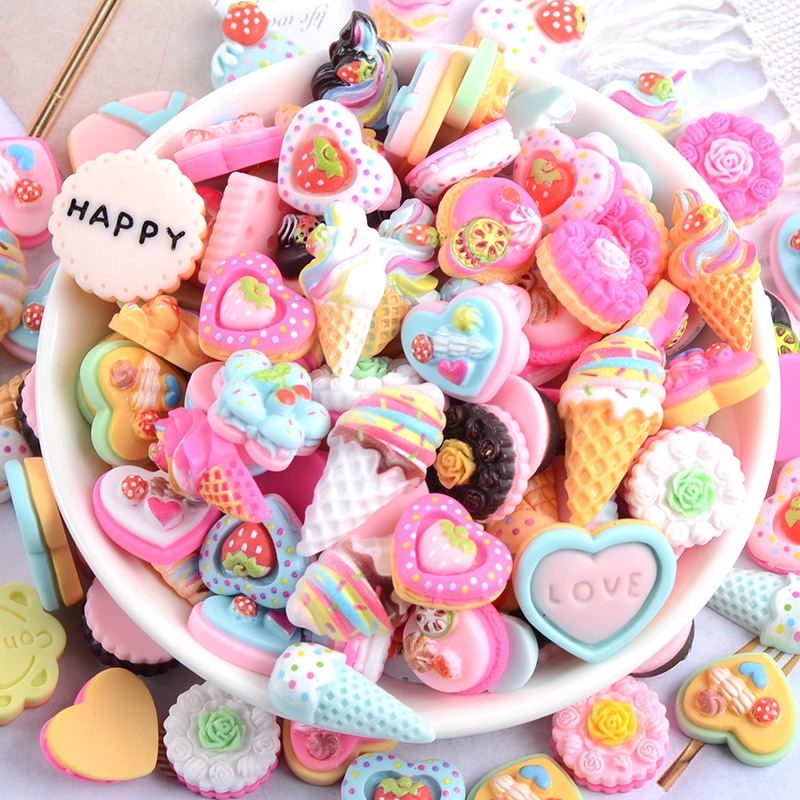 [Hàng Có Sẵn] Set 10 Bánh Quy Kem Bằng Nhựa Resin Diy