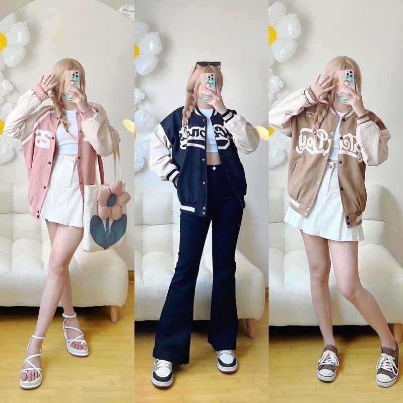 Áo khoác bóng chày bomber kaki da lộn 2 lớp in unifonds unisex ulzzang nam nữ