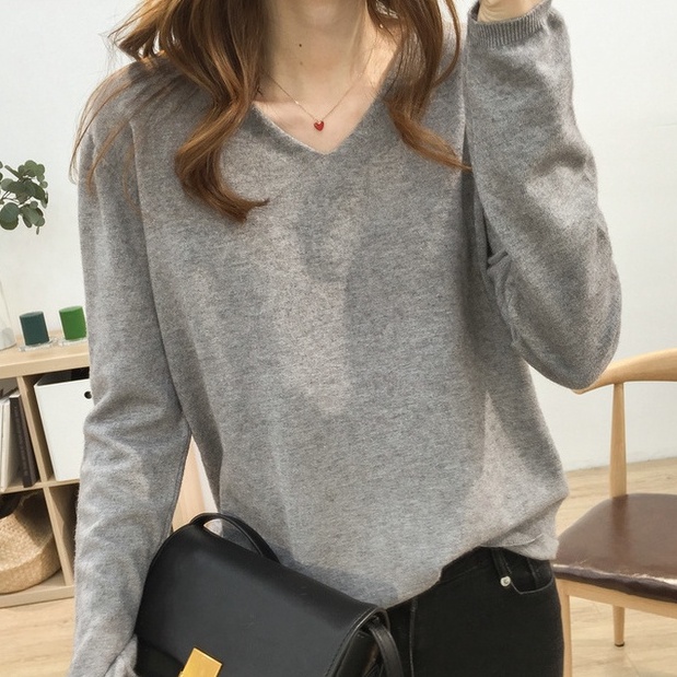 Áo Sweater Dệt Kim Tay Dài Màu Sắc Đơn Giản Dễ Phối Đồ Cho Nữ | BigBuy360 - bigbuy360.vn