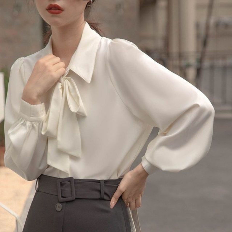 Áo Sơ Mi chiffon Tay Dài Dáng Rộng Cột Dây Thời Trang Hàn Quốc Cho Nữ size S-2XL