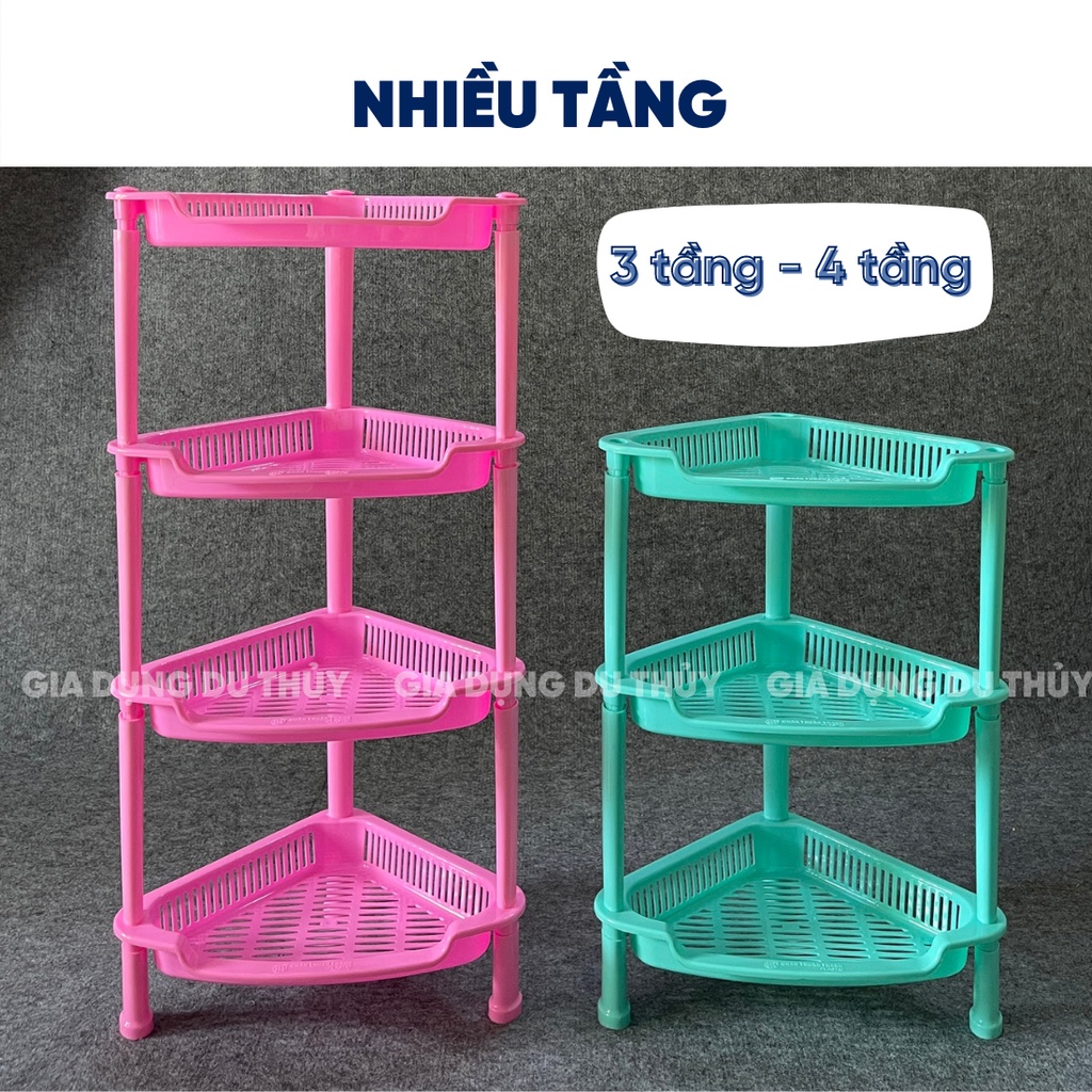 Kệ góc tường bằng nhựa pp nguyên sinh nhiều màu 3, 4 tầng đựng đồ nhà tắm, đựng đồ nhà bếp tiện lợi tại Gia Dụng Du Thuỷ