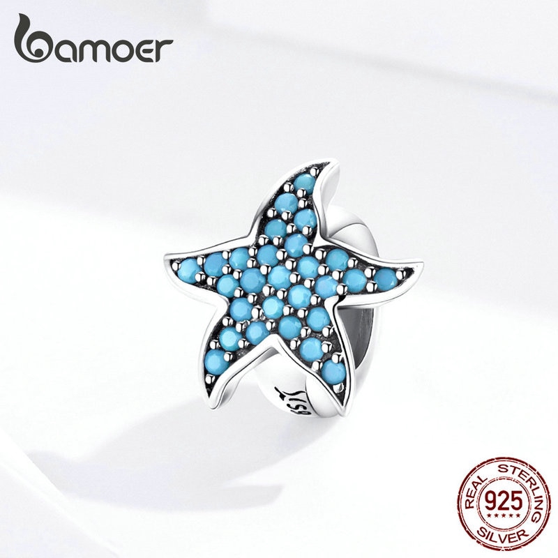 Phụ Kiện BAMOER SCC1313 Bằng Bạc Sterling 925 Làm Trang Sức Hình Ngôi Sao 5 Cánh Độc Đáo