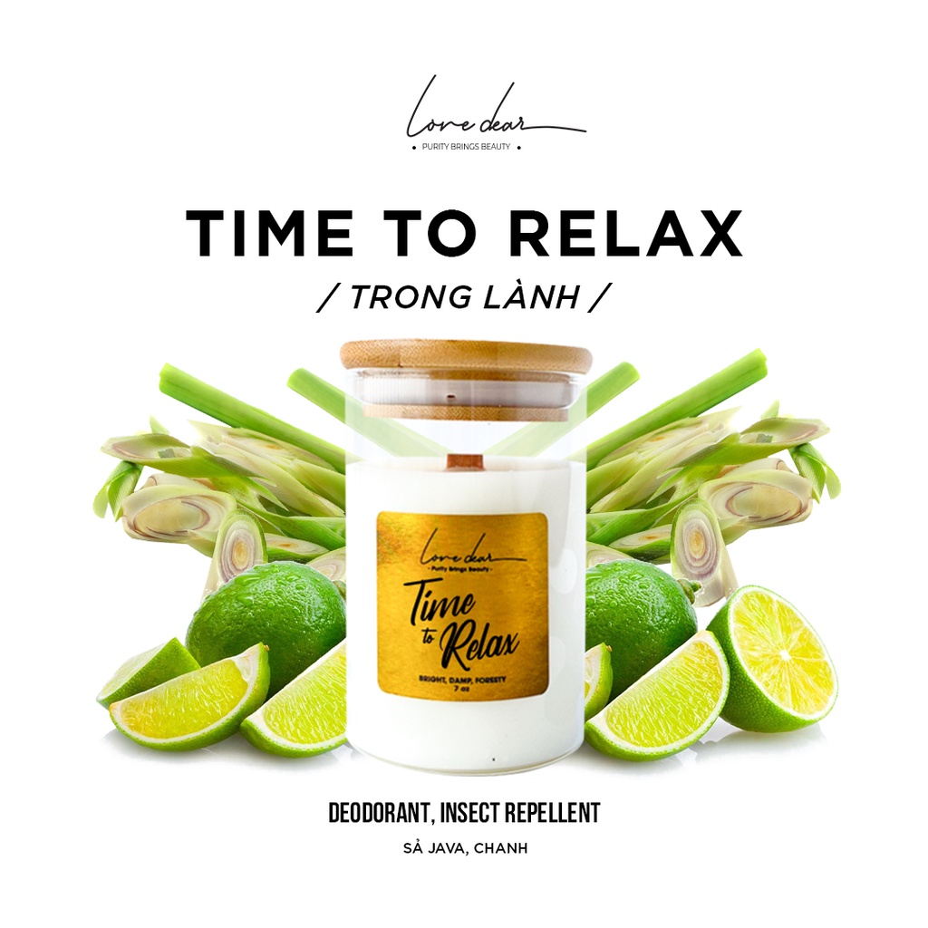 Nến Thơm LoveDear Time To Relax Từ Tinh Dầu Thiên Nhiên và Sáp Cọ cao cấp - Trang Trí Decor 100g &amp; 200g